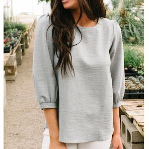 Slate Blue Blouse with Button Down Back